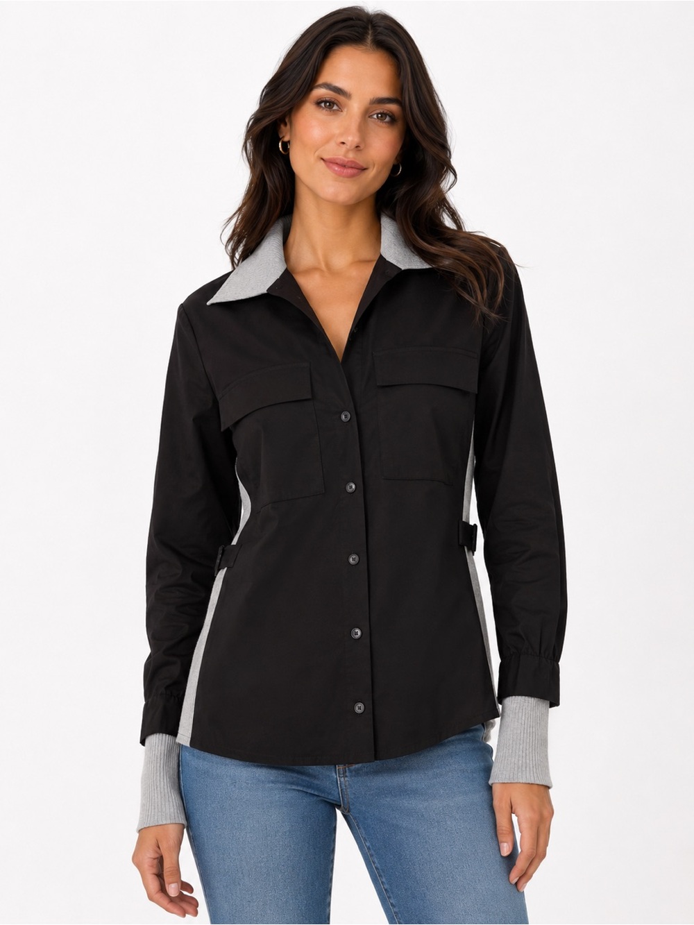 Finley XS Black & Gray Maryl Too Utility Shirt Jacket Style 891100